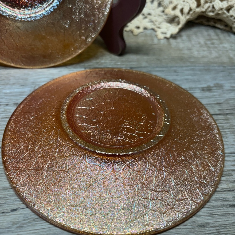 1924 Jeannette Glass Co. Iridescent 3 Pressed-Glass Salad Plate (Pre-Depression) - Picture 10 of 11